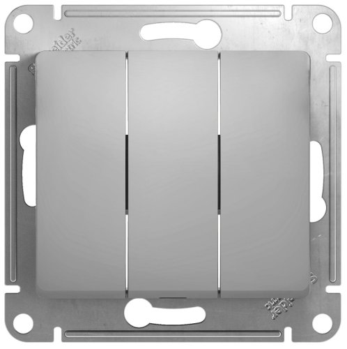 Выключатель без рамки Systeme Electric Glossa 3-кл. алюминий фото Выключатель без рамки Systeme Electric Glossa 3-кл. алюминий картинка